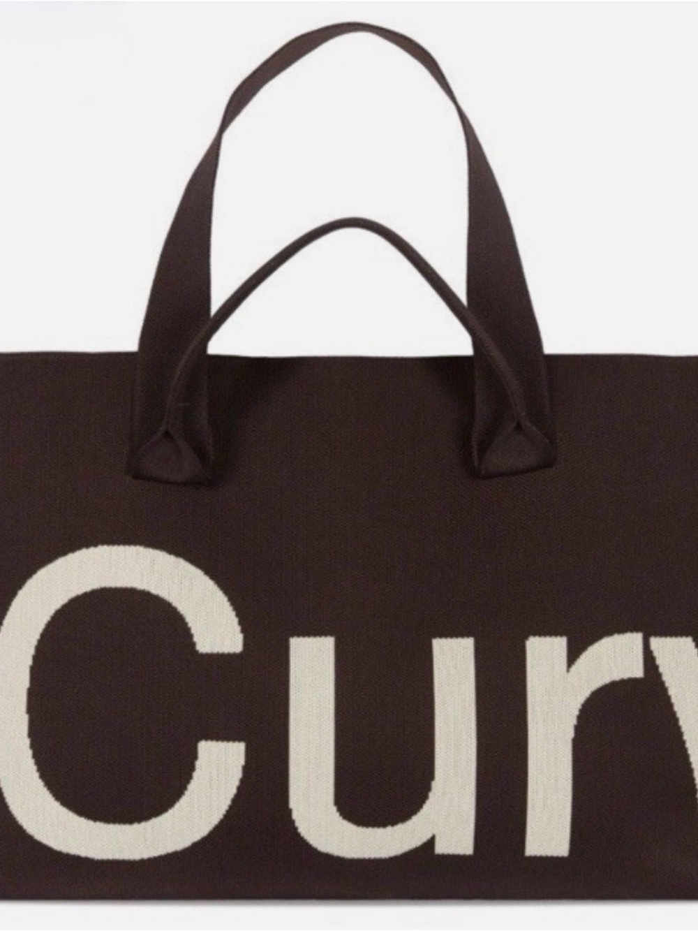 Curves Brown Tote Bag with Cream Lettering
